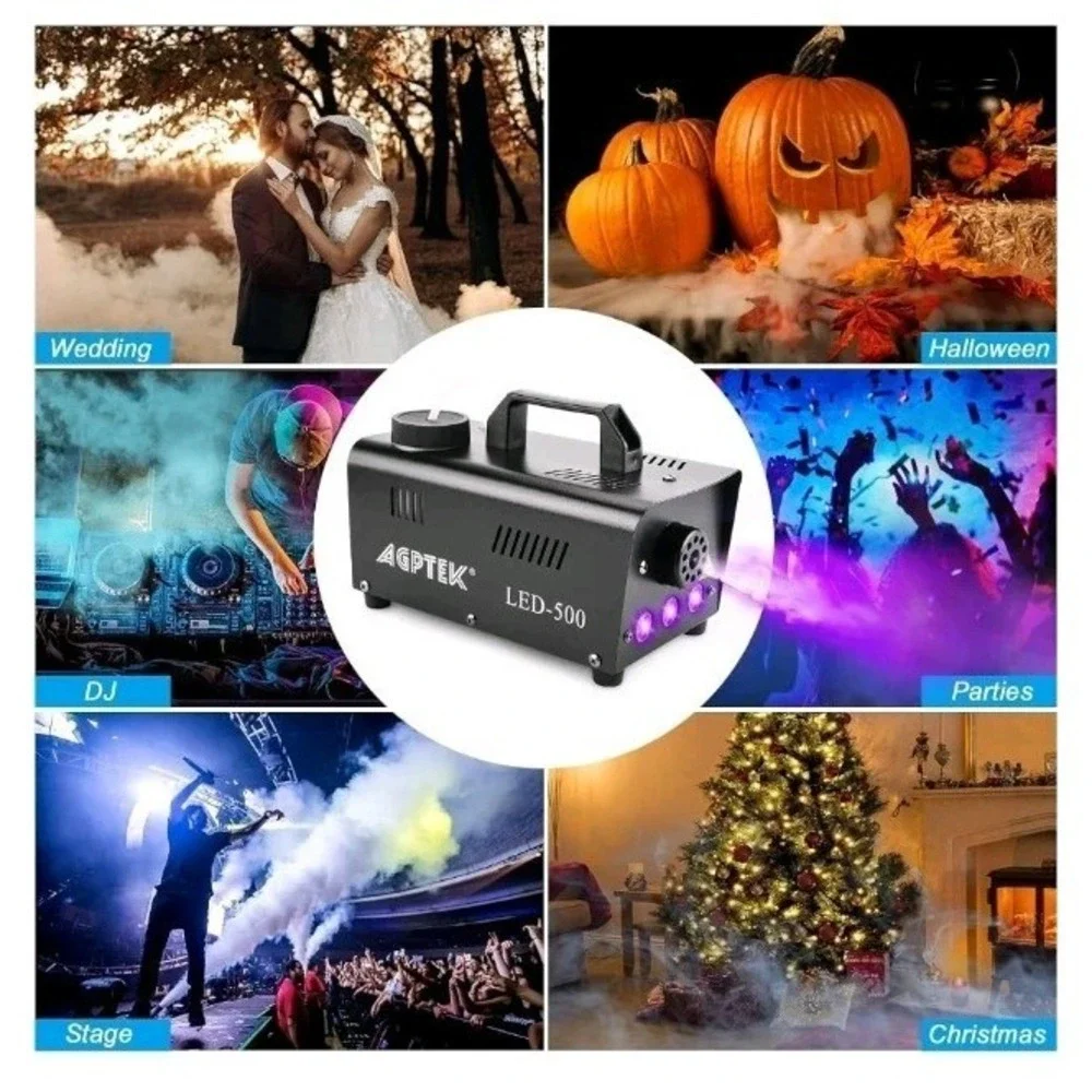 Smoke Machine, AGPTEK Fog Machine with 13 Colorful LED Lights Effect, 500W